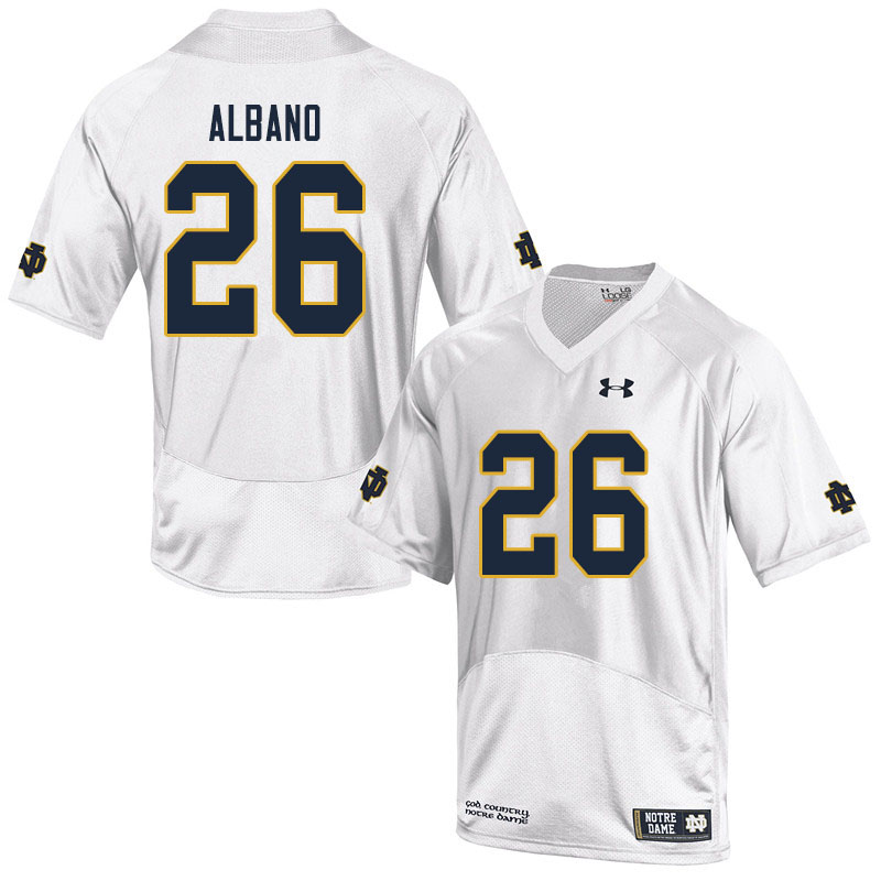 Men's NCAA Notre Dame Fighting Irish #26 Leo Albano Stitched College Under Armour Authentic White Football Jersey AA10T82KV